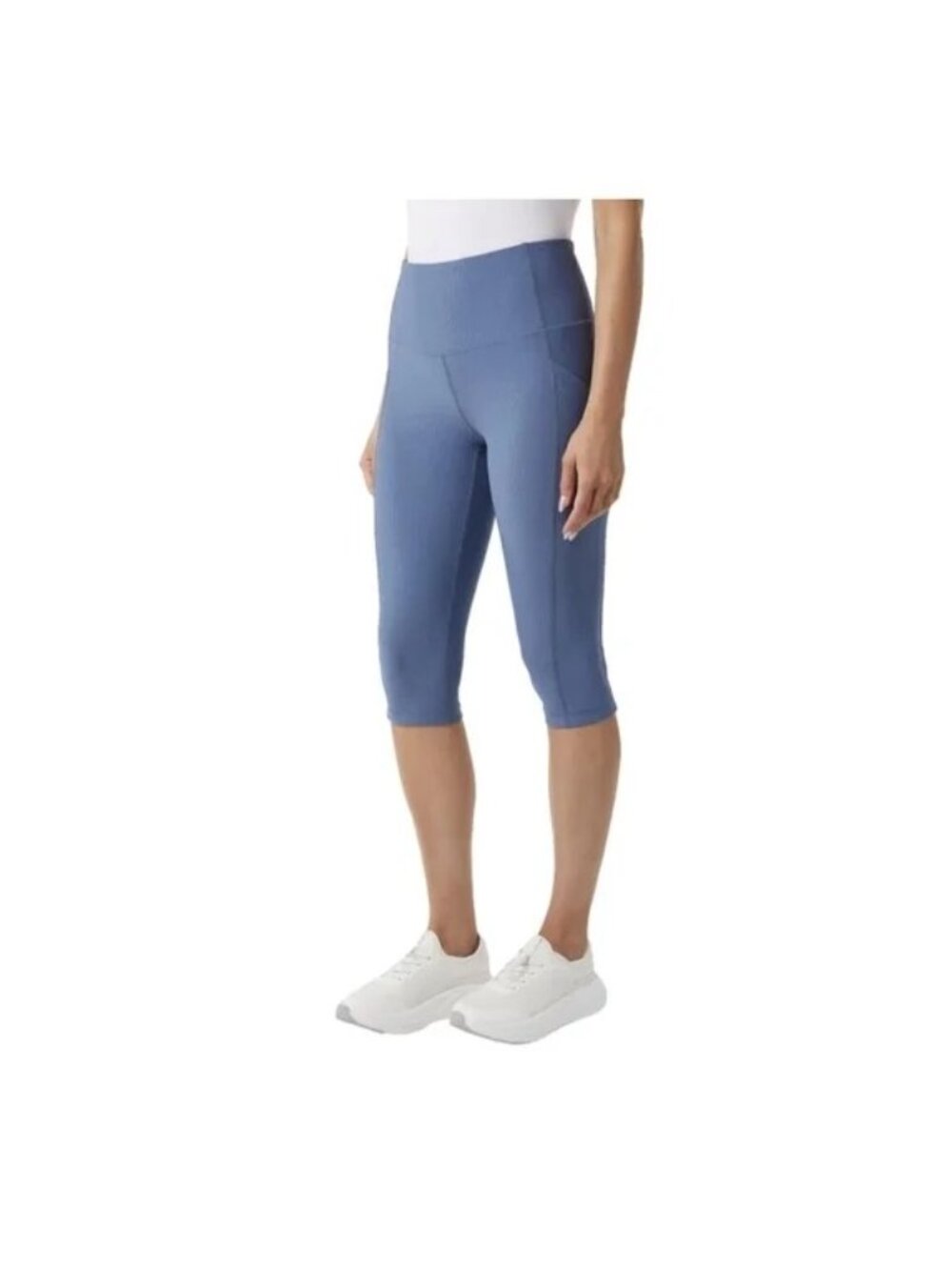 32 Degrees Cool Women Ribbed Crop Legging Pant Blue Medium New with tag - Picture 4 of 5
